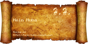 Hein Huba névjegykártya